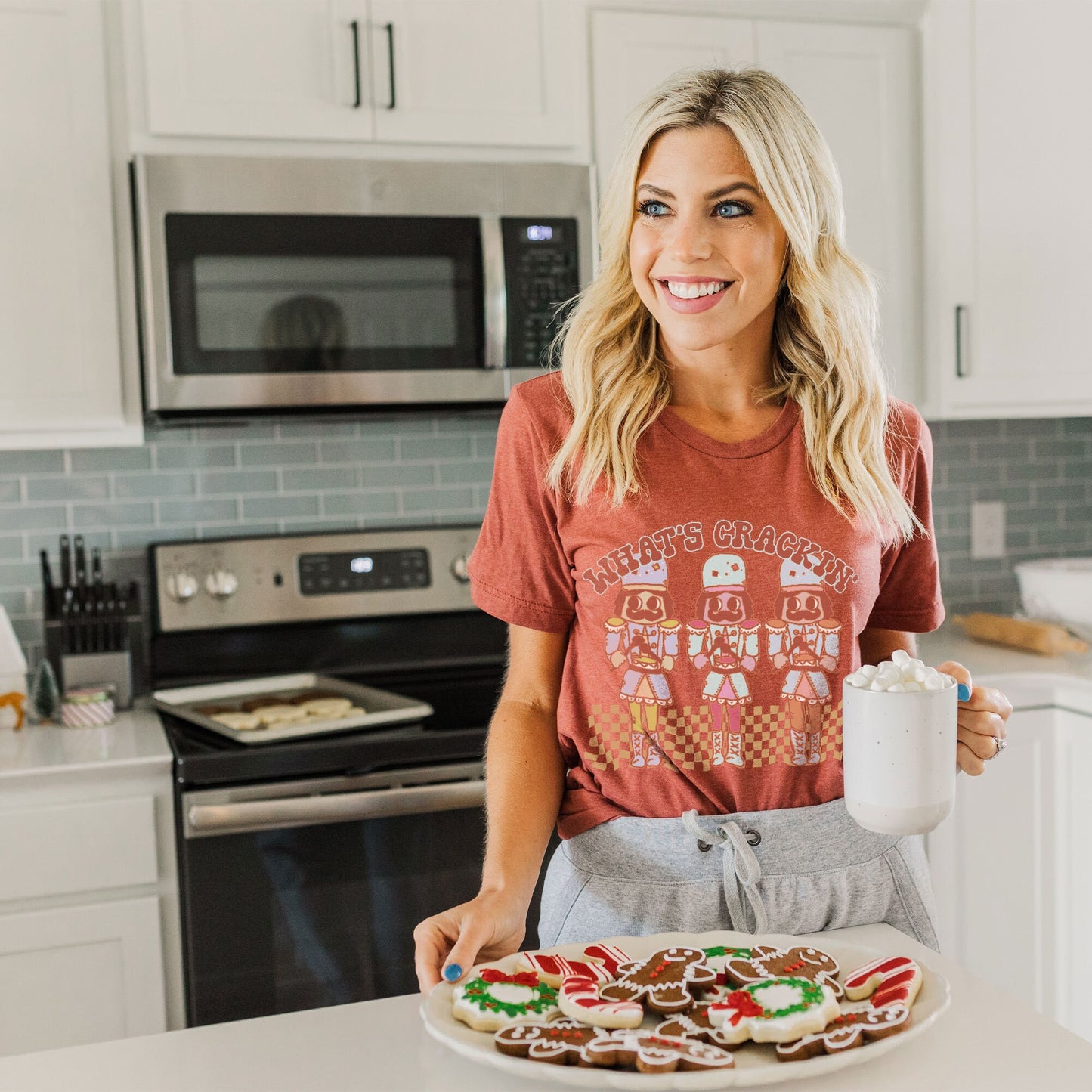 What's Cracking Nutcrackers Sublimation Design PNG Digital Download Printable Checker 90s Retro Groovy Christmas Pastel Pink Winter Xmas