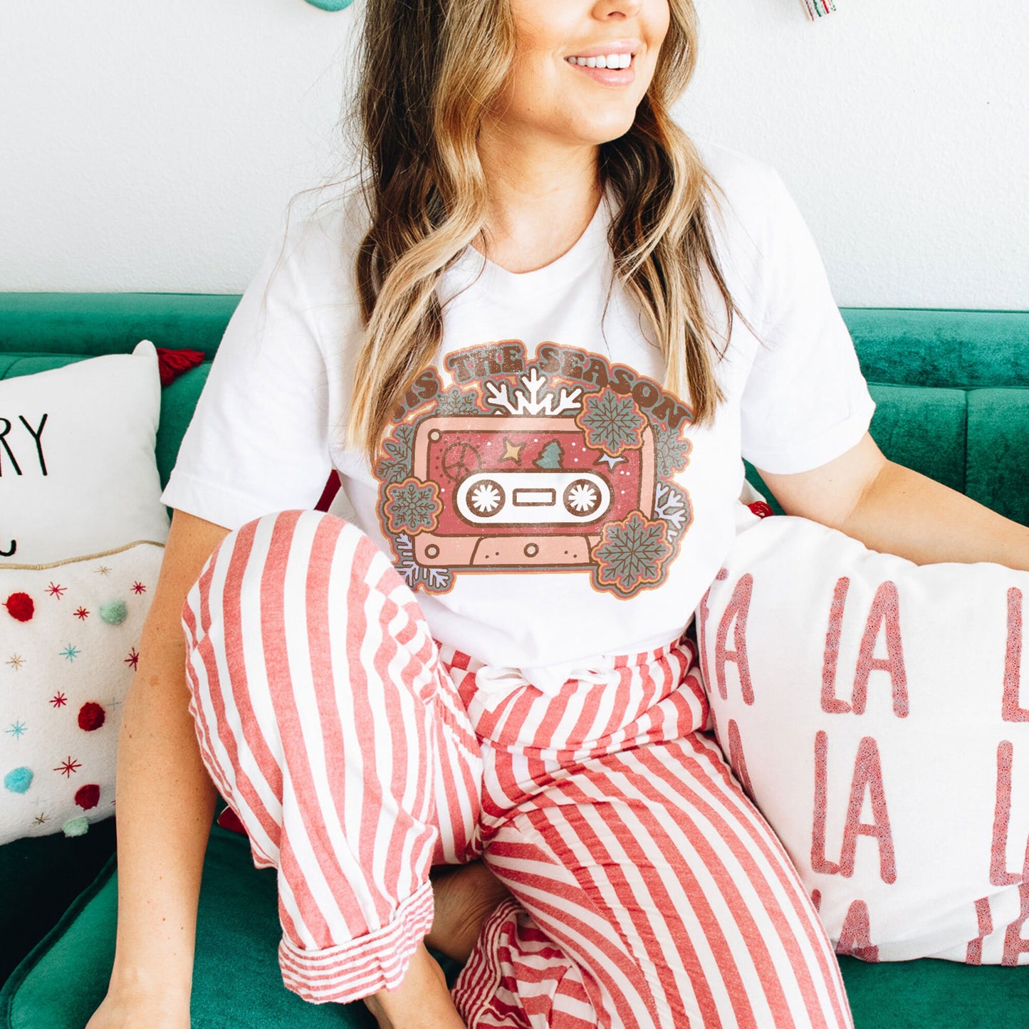 Tis the Season Sublimation Design PNG Digital Download Printable Retro Groovy Vintage Christmas Music 70s 90s Snowflake Winter Cassette Tape