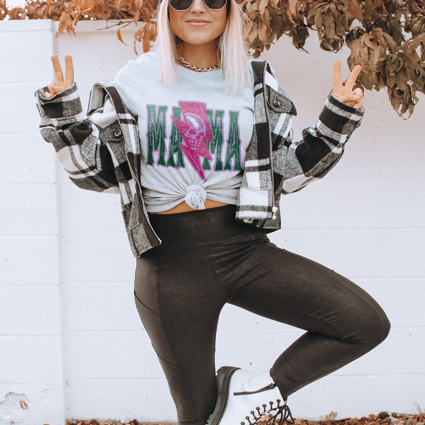 Mama Lightning Skull Sublimation Design PNG Digital Download Printable Skellie Trendy Mom Momma Rock Grunge Skeleton Thunder Bolt 90s