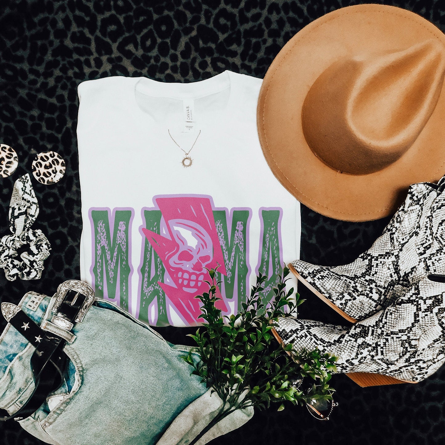 Mama Lightning Skull Sublimation Design PNG Digital Download Printable Skellie Trendy Mom Momma Rock Grunge Skeleton Thunder Bolt 90s