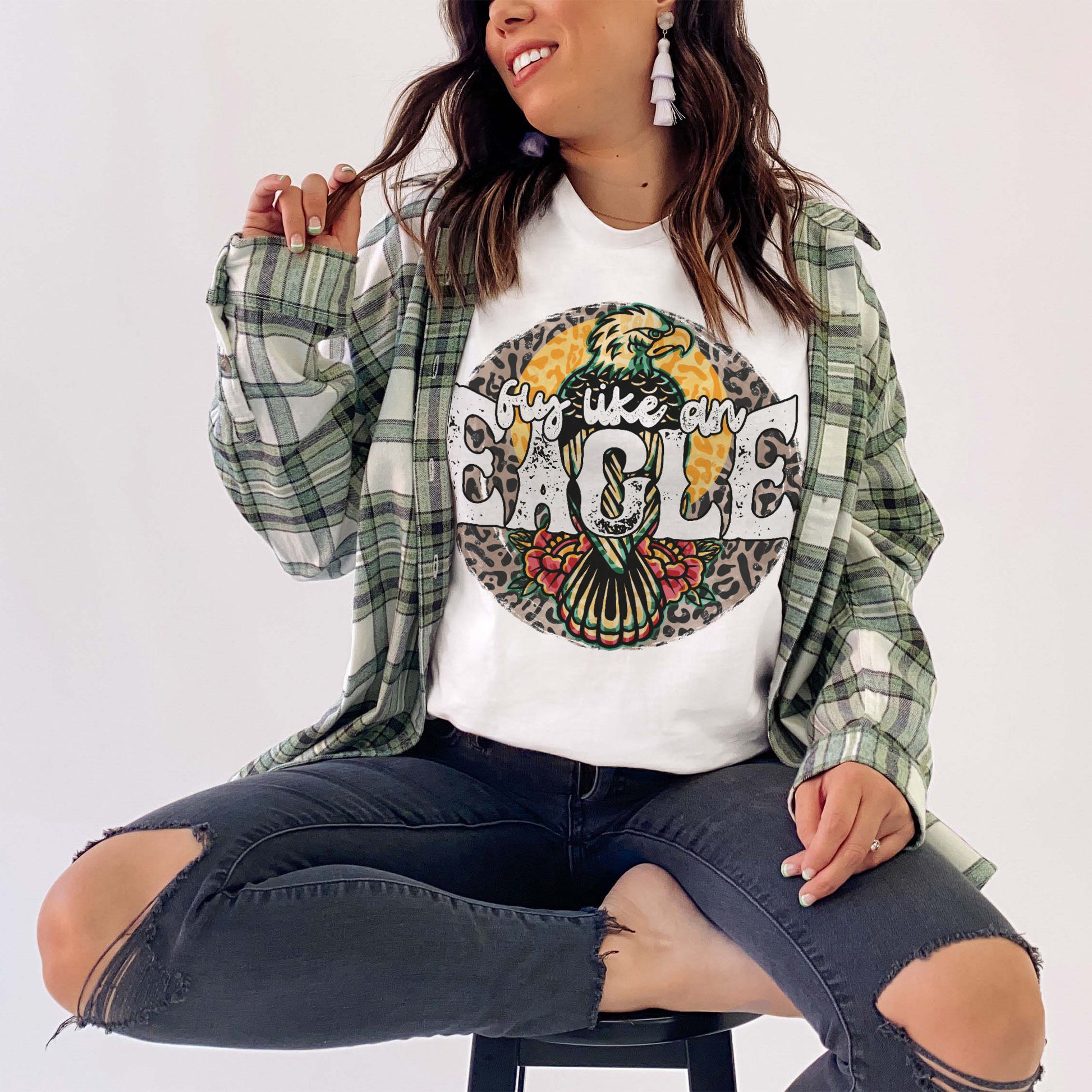 Fly Like an Eagle Sublimation Design PNG Digital Download Printable Retro Vintage Leopard 90s Music Band Rock Grunge Tattoo Bird 80s