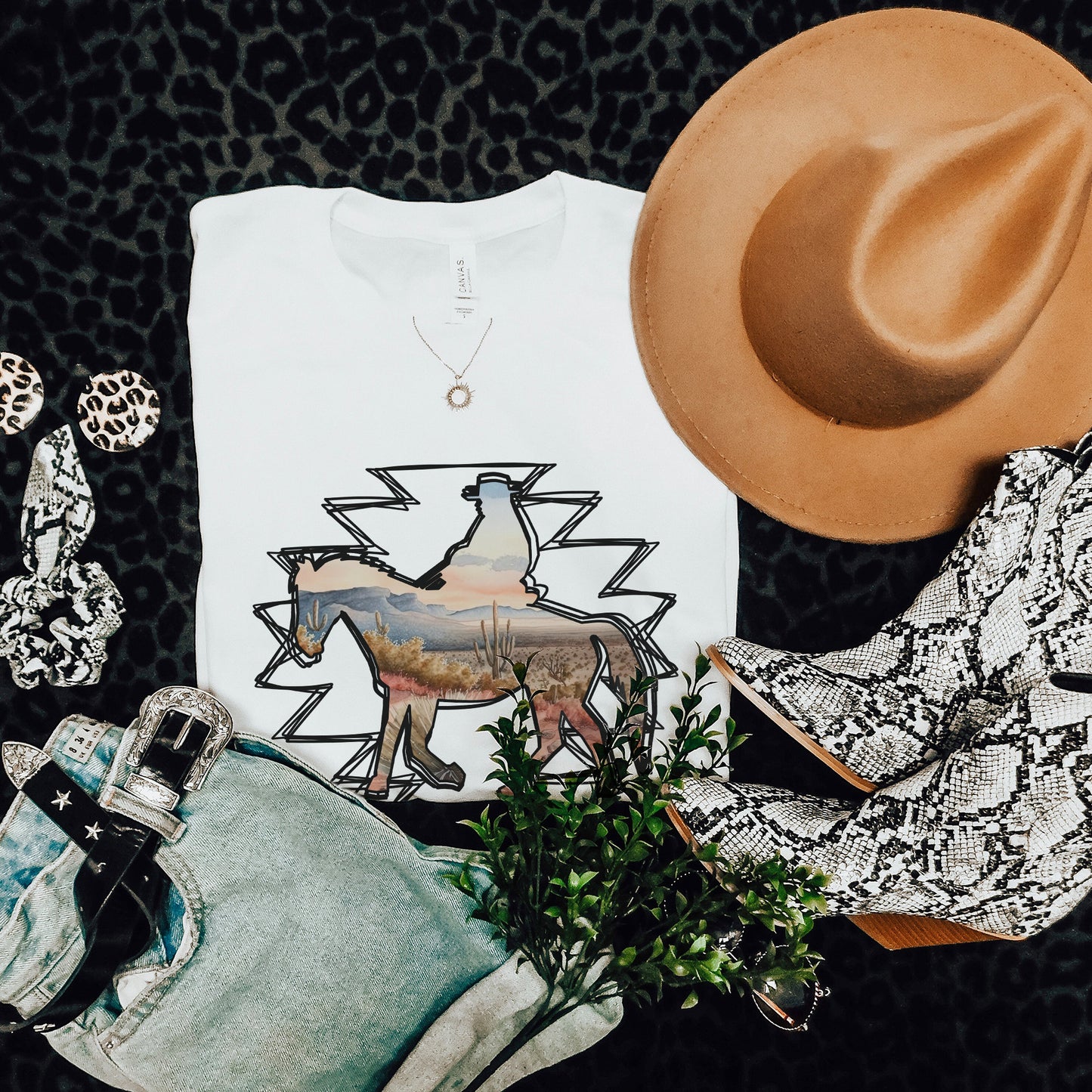 Aztec Desert Cowboy | Sublimation Design PNG Digital Download Printable | Western Southwest Cowgirl Rodeo Rancher Cactus Horse Wild West