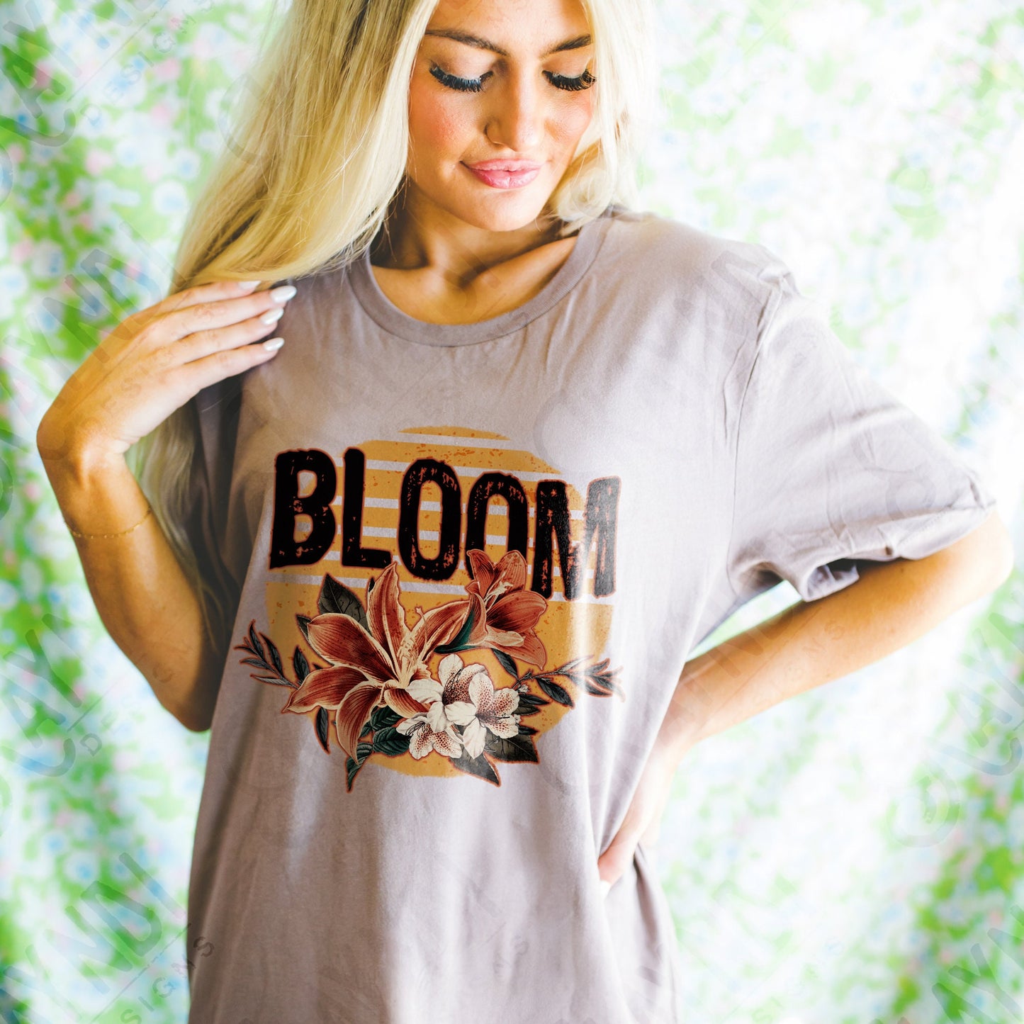 Bloom Sublimation Design PNG Digital Download Printable Retro Boho Floral Sun Spring Summer Flower Trendy Country