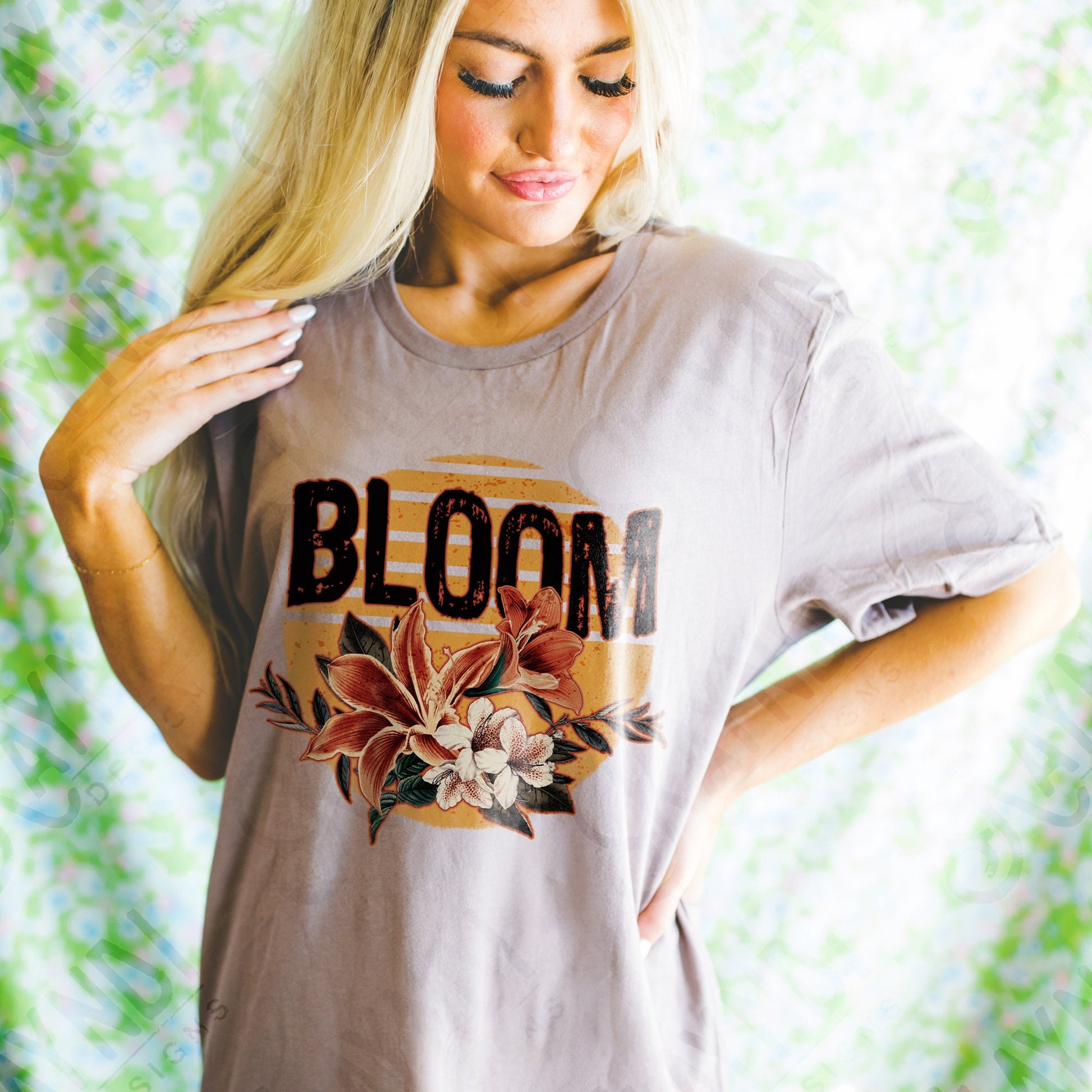 Bloom Sublimation Design PNG Digital Download Printable Retro Boho Floral Sun Spring Summer Flower Trendy Country