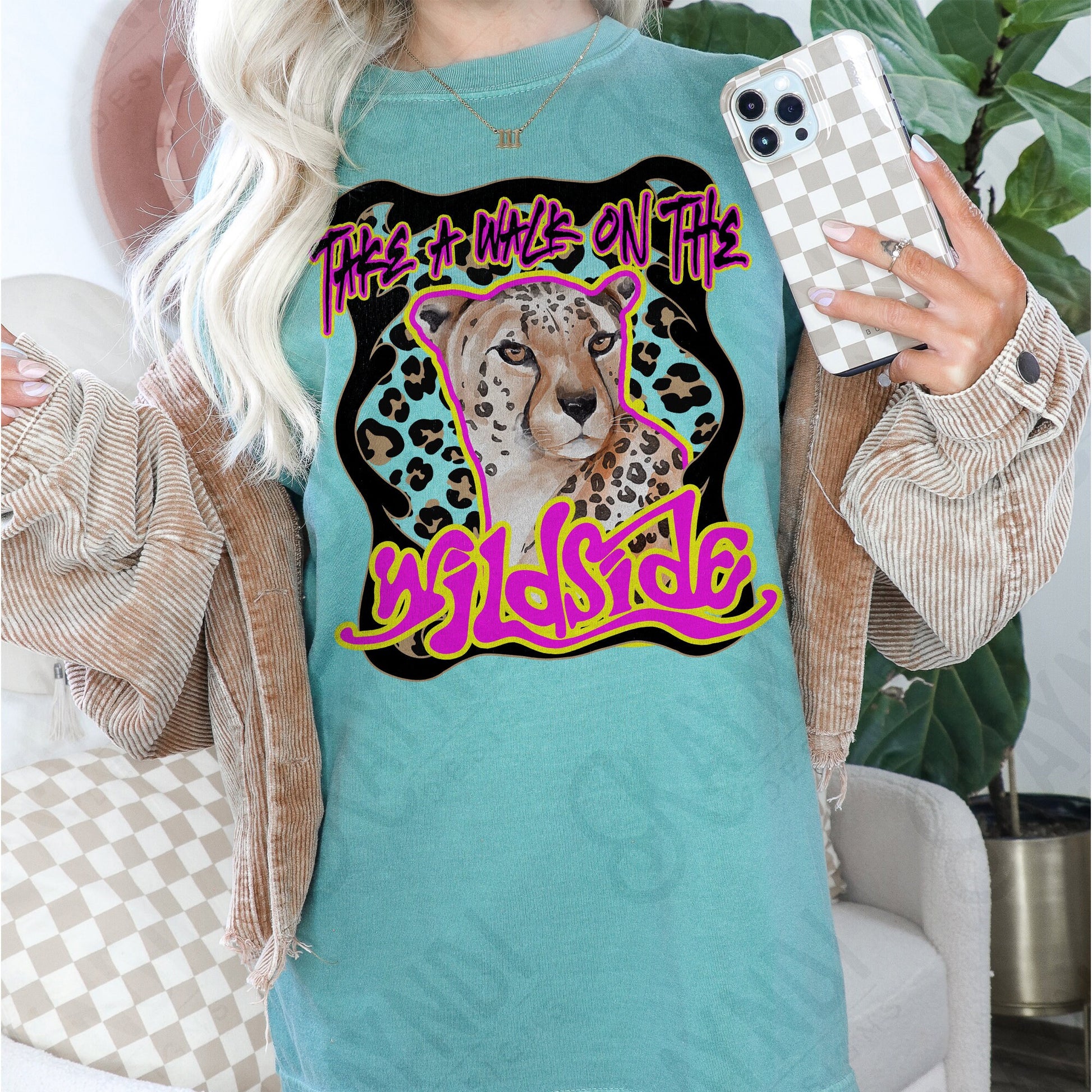 Take A Walk On The Wild Side Sublimation Design PNG Digital Download Printable Leopard Cheetah 70s 80s Rock Band Retro Vintage Grunge Neon