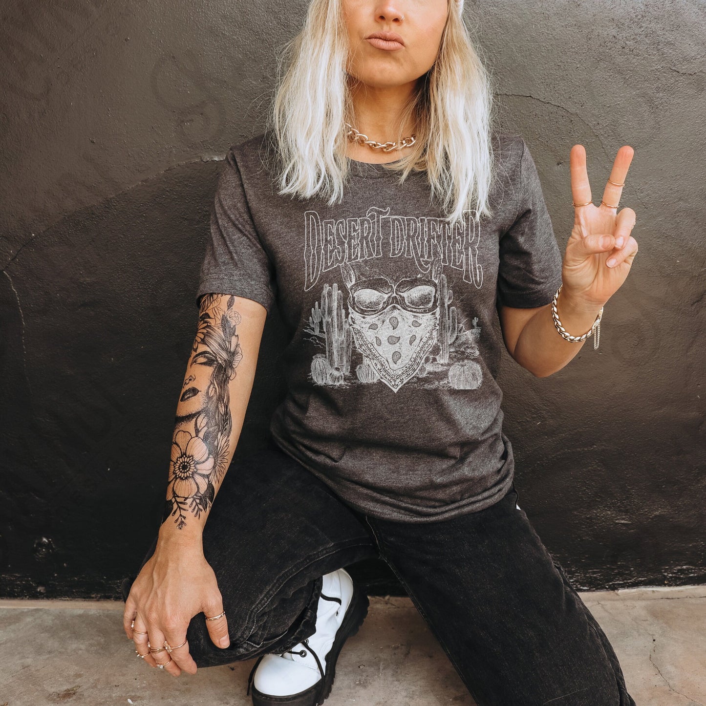 Desert Drifter Matching Pocket Included Single Color Sublimation Design PNG Digital Download Printable Cactus Cowboy Skull Bandana Western