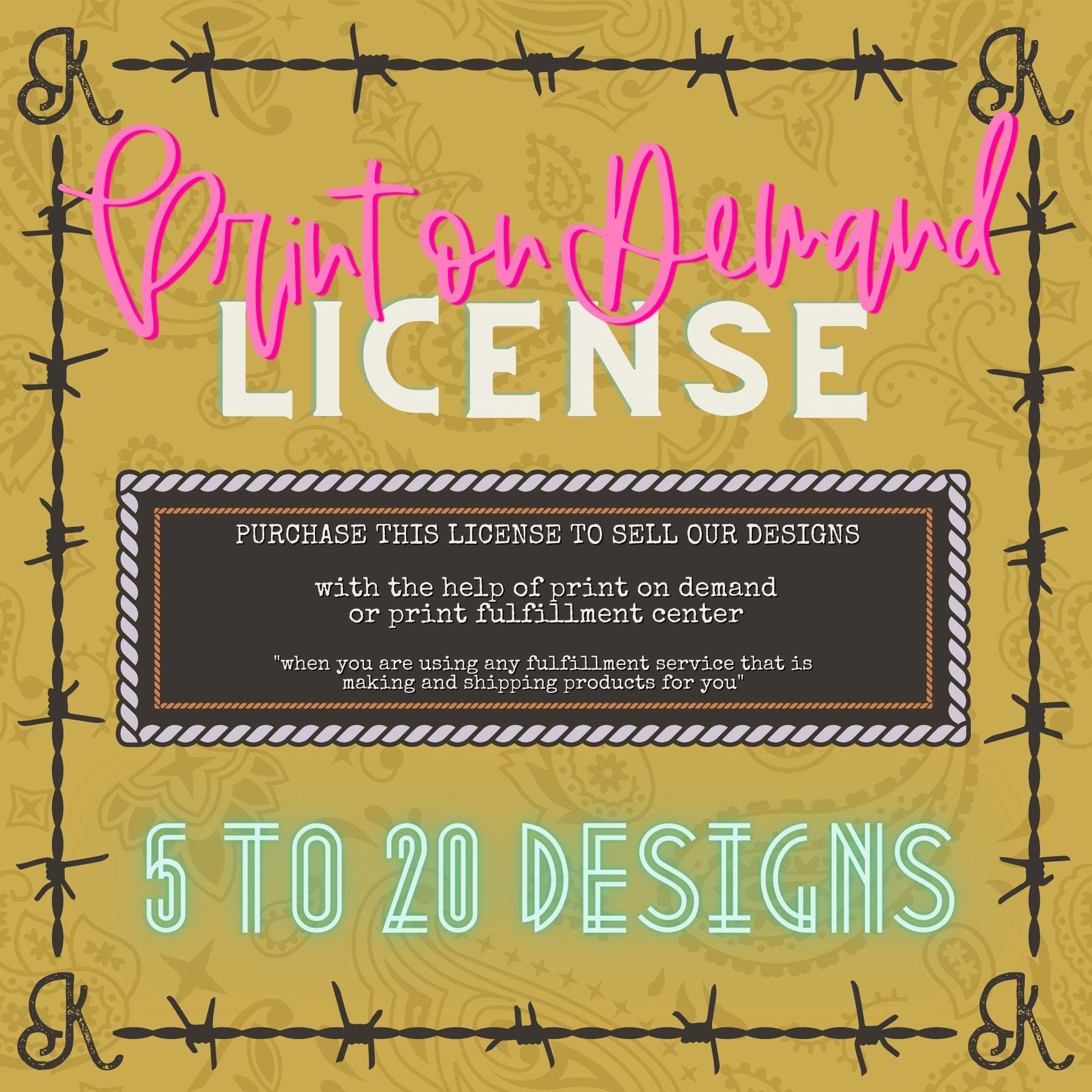 Printed On Demand "POD" License 5 to 20 Designs