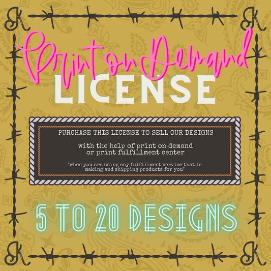Printed On Demand "POD" License 5 to 20 Designs