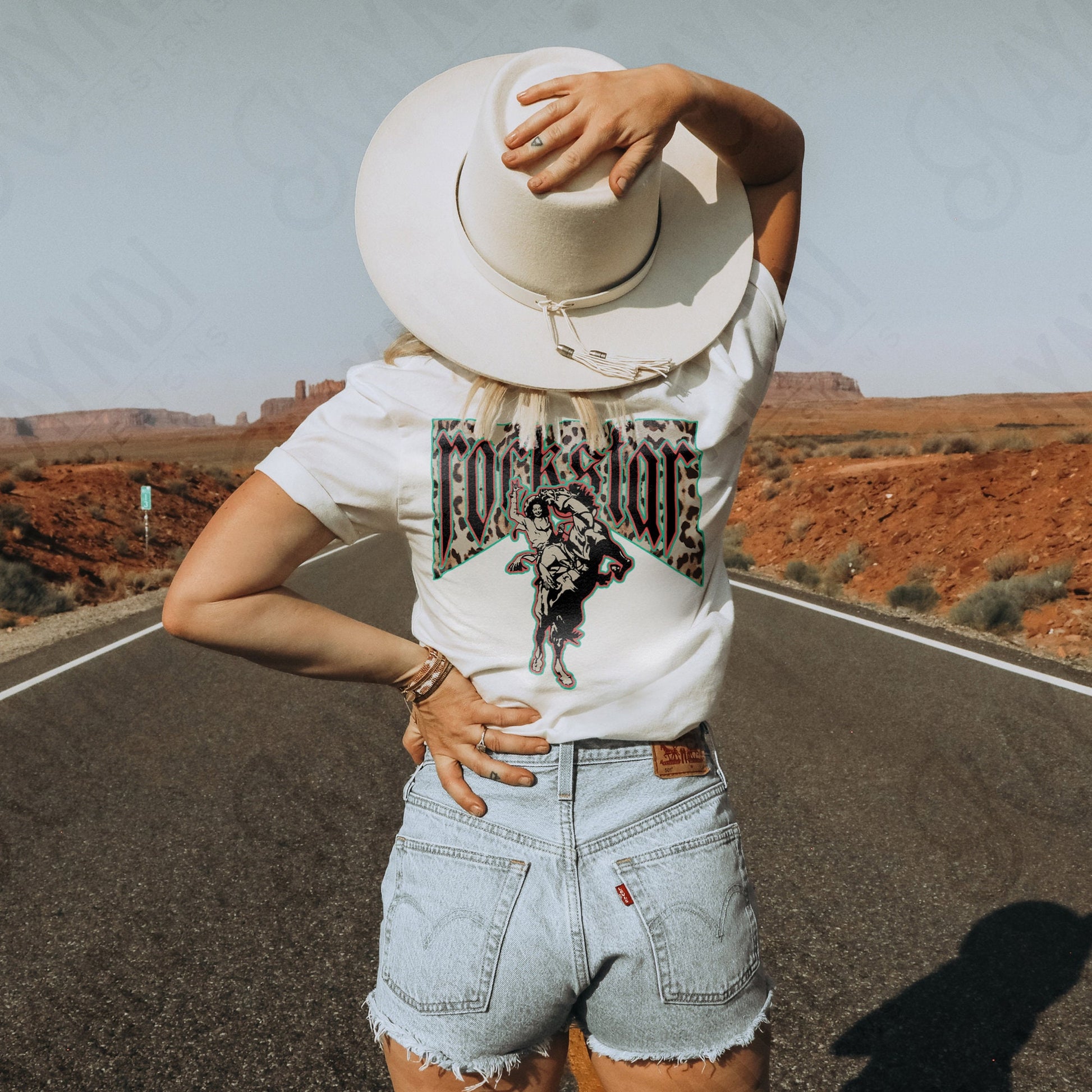 Rockstar Cowgirl | Leopard Western Sublimation Design PNG Digital Download Printable