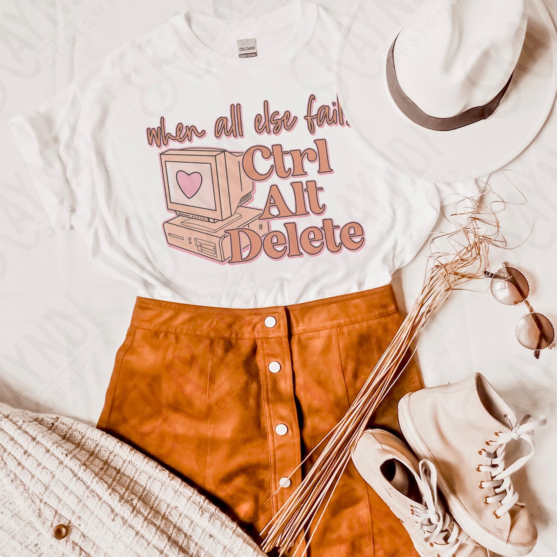 When All Else Fails Ctrl Alt Delete | Retro Sublimation Design PNG Digital Download Printable