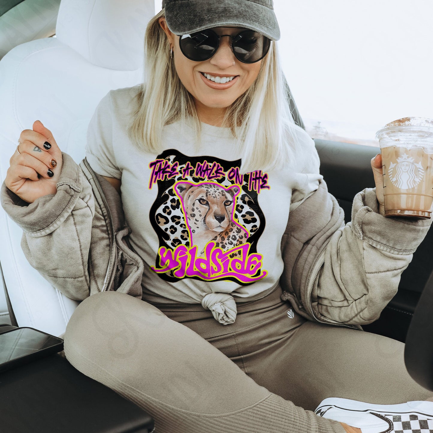 Take A Walk On The Wild Side Sublimation Design PNG Digital Download Printable Leopard Cheetah 70s 80s Rock Band Retro Vintage Grunge Neon