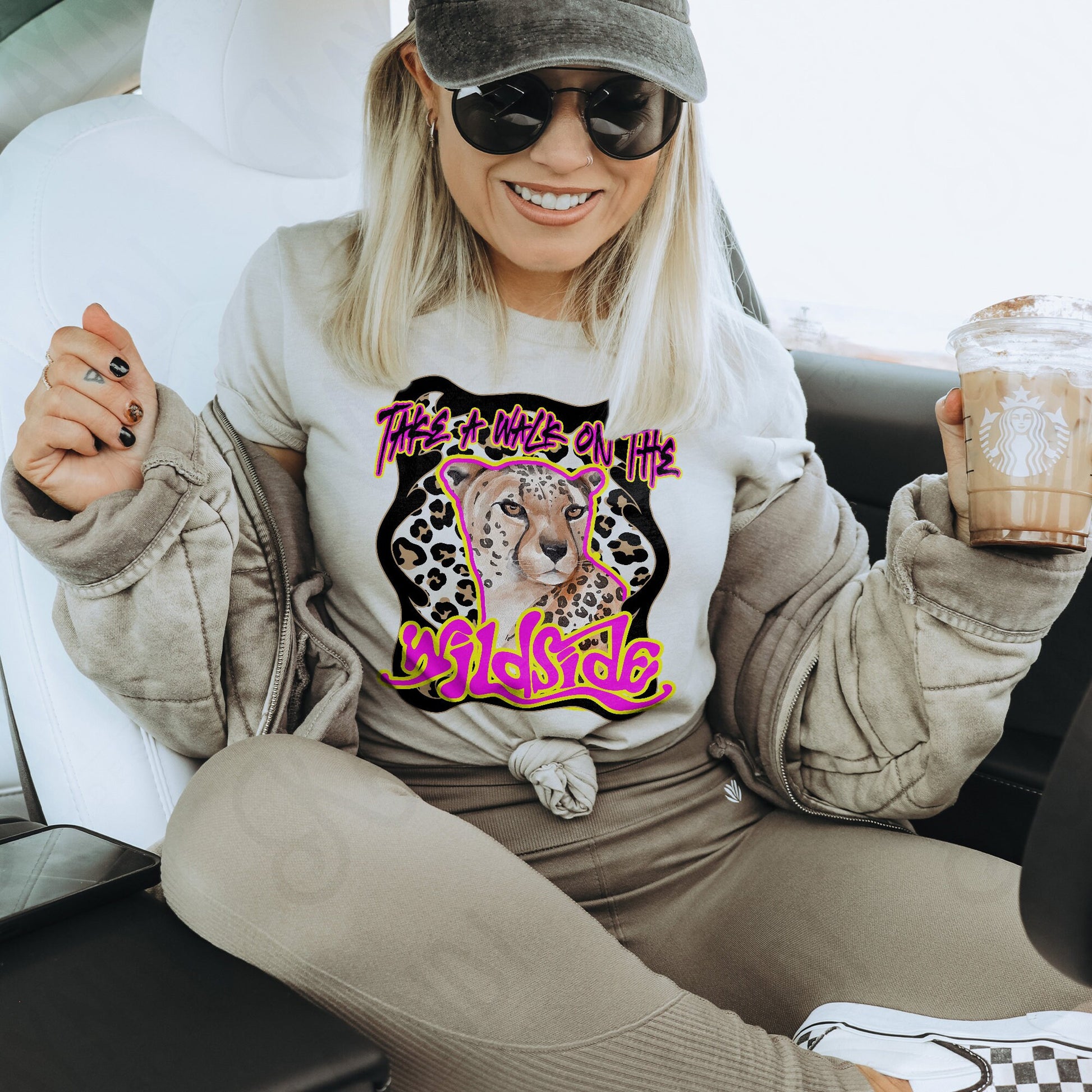 Take A Walk On The Wild Side Sublimation Design PNG Digital Download Printable Leopard Cheetah 70s 80s Rock Band Retro Vintage Grunge Neon