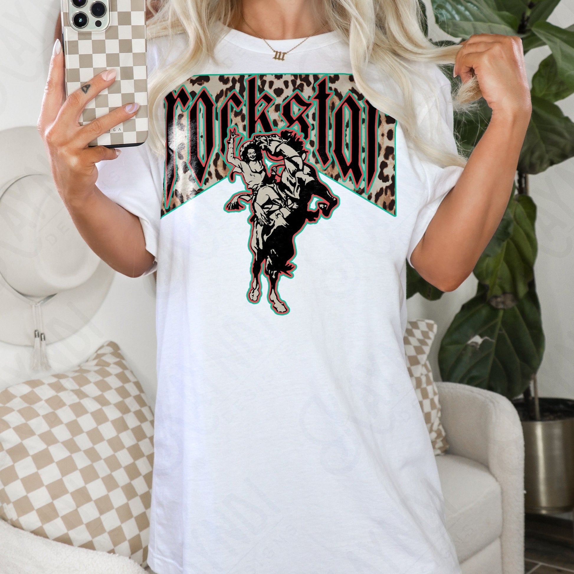 Rockstar Cowgirl | Leopard Western Sublimation Design PNG Digital Download Printable