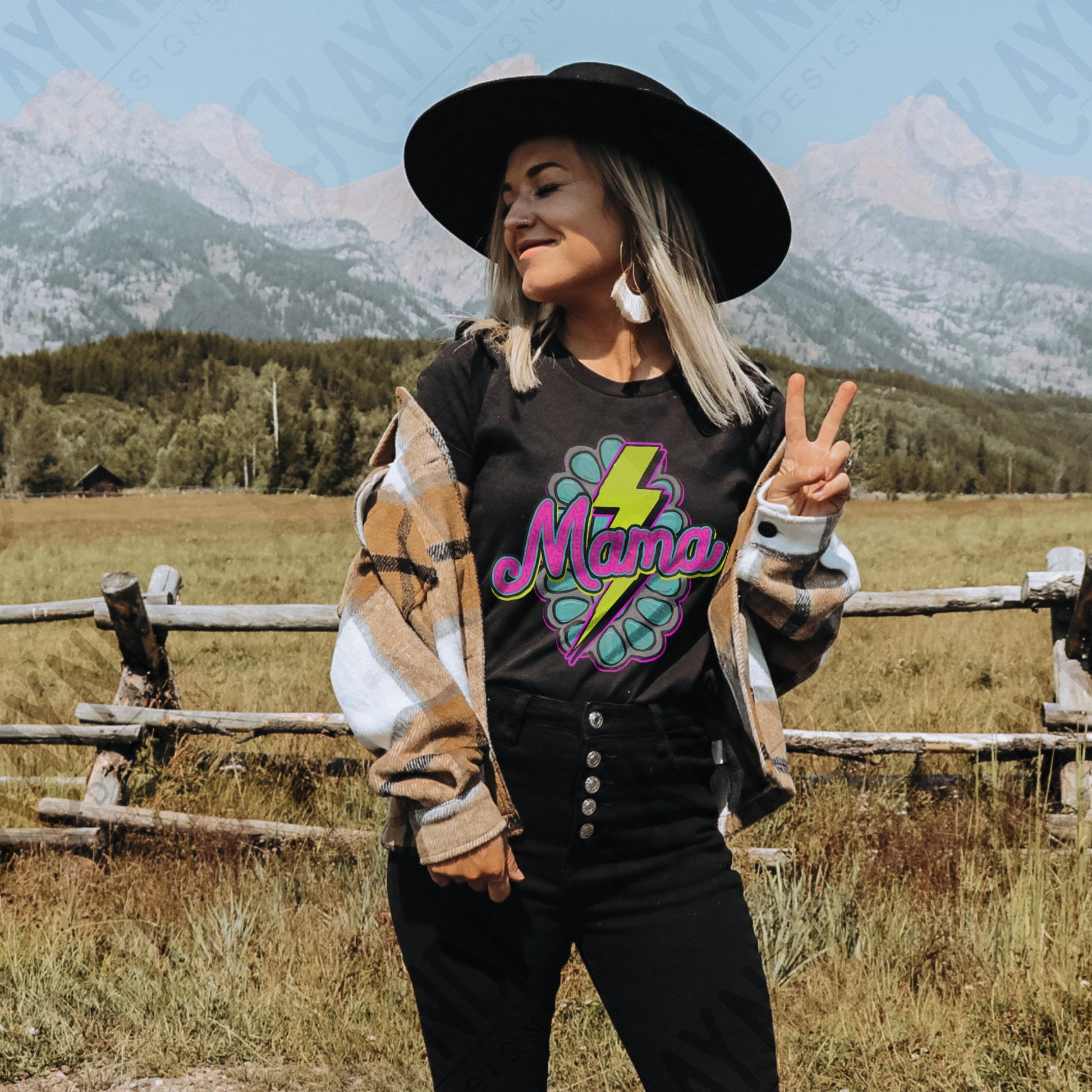 Concho Lightning Mama Sublimation Design PNG Digital Download Printable