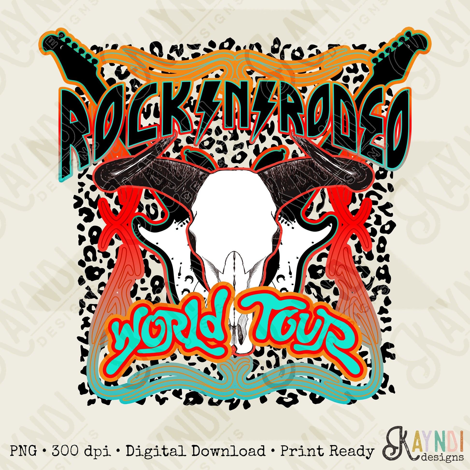 Rock N Rodeo World Tour Sublimation Design PNG Digital Download Printable