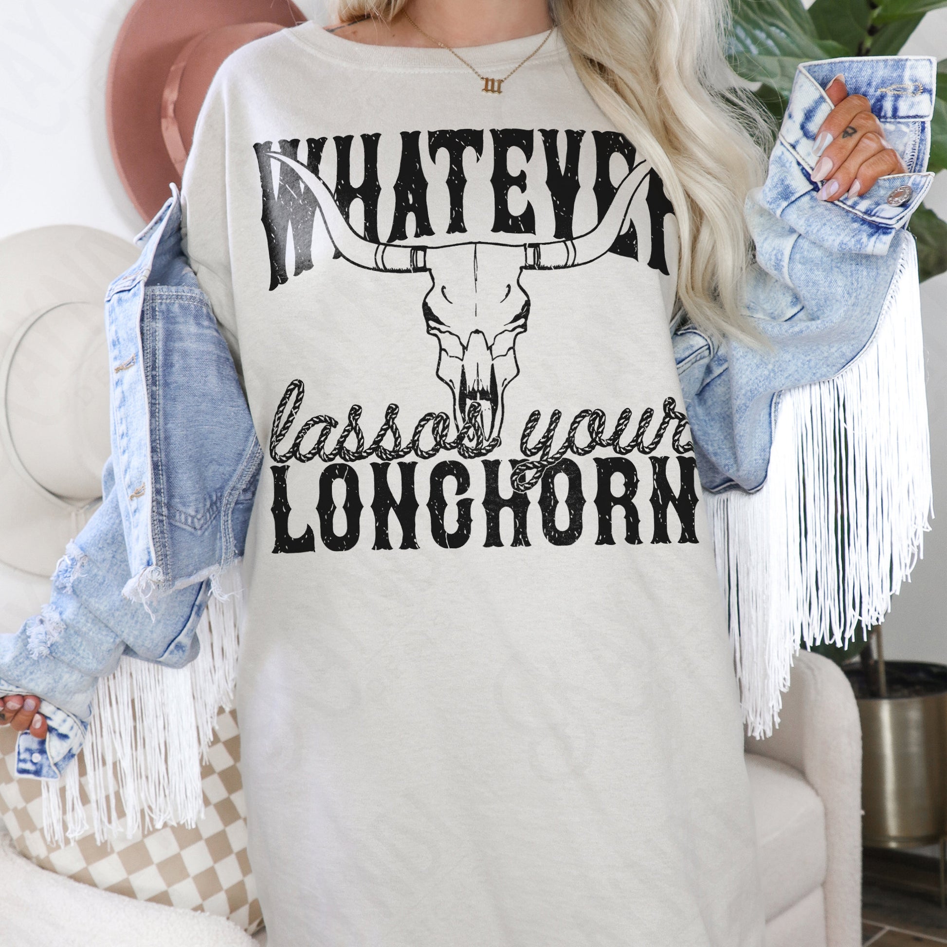 Whatever Lassos Your Longhorn Sublimation Design PNG Digital Download Printable