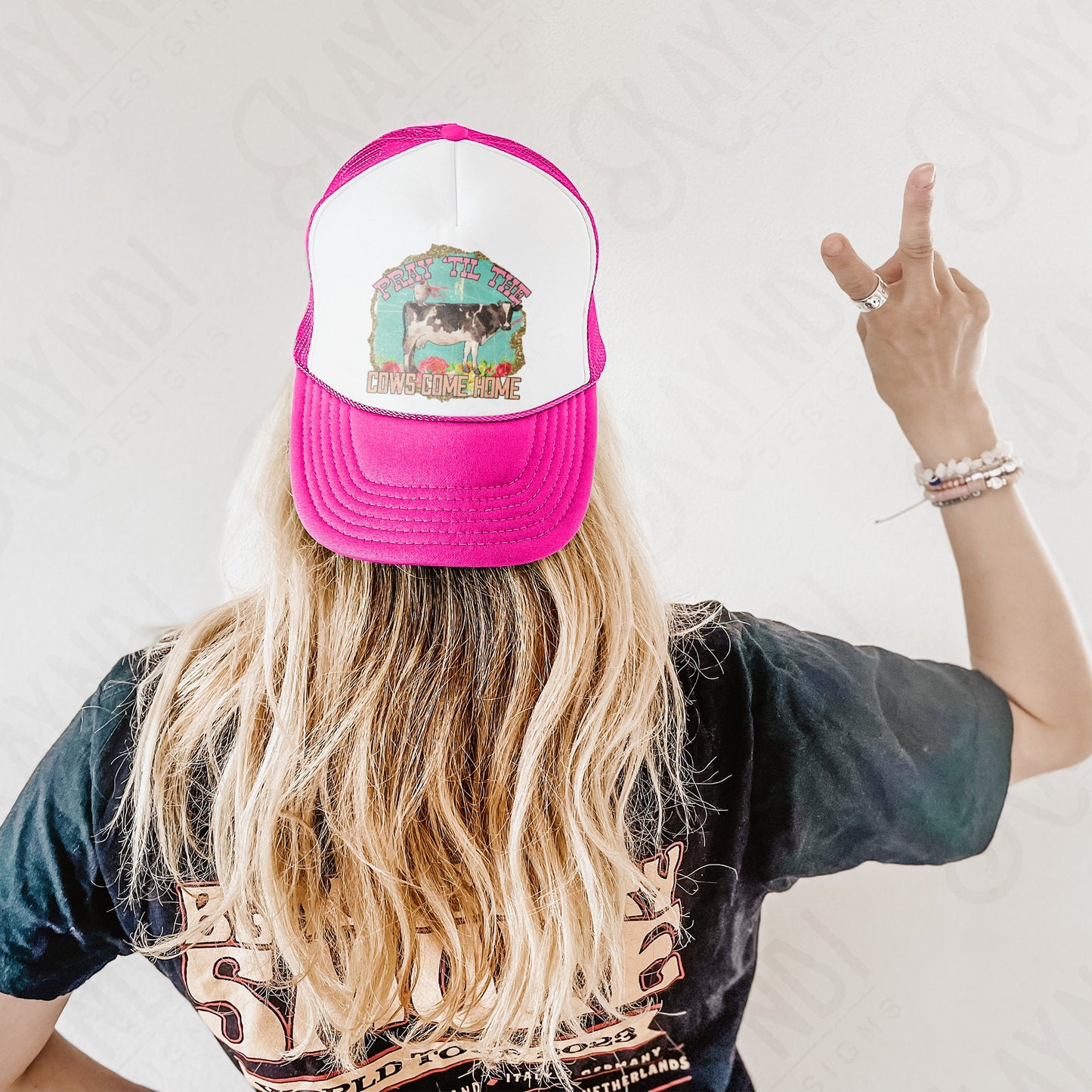Pray Til The Cows Come Home Sublimation Design PNG Digital Download Printable Cow Chicken Small Town Farm Country Southern Mama Retro