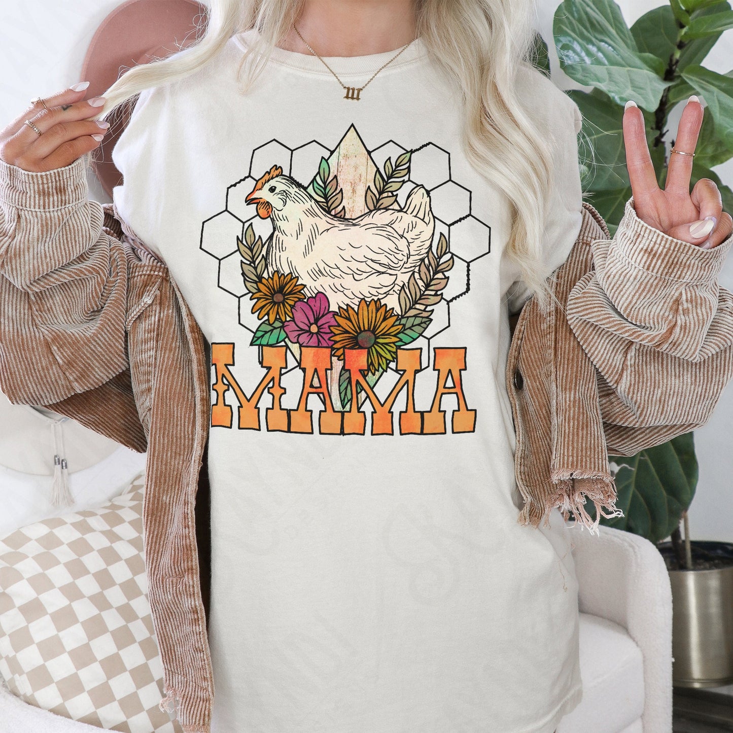 Mama Hen Sublimation Design PNG Digital Download Printable Chicken Wire Floral Country Chick Mother Southern Farm Small Town