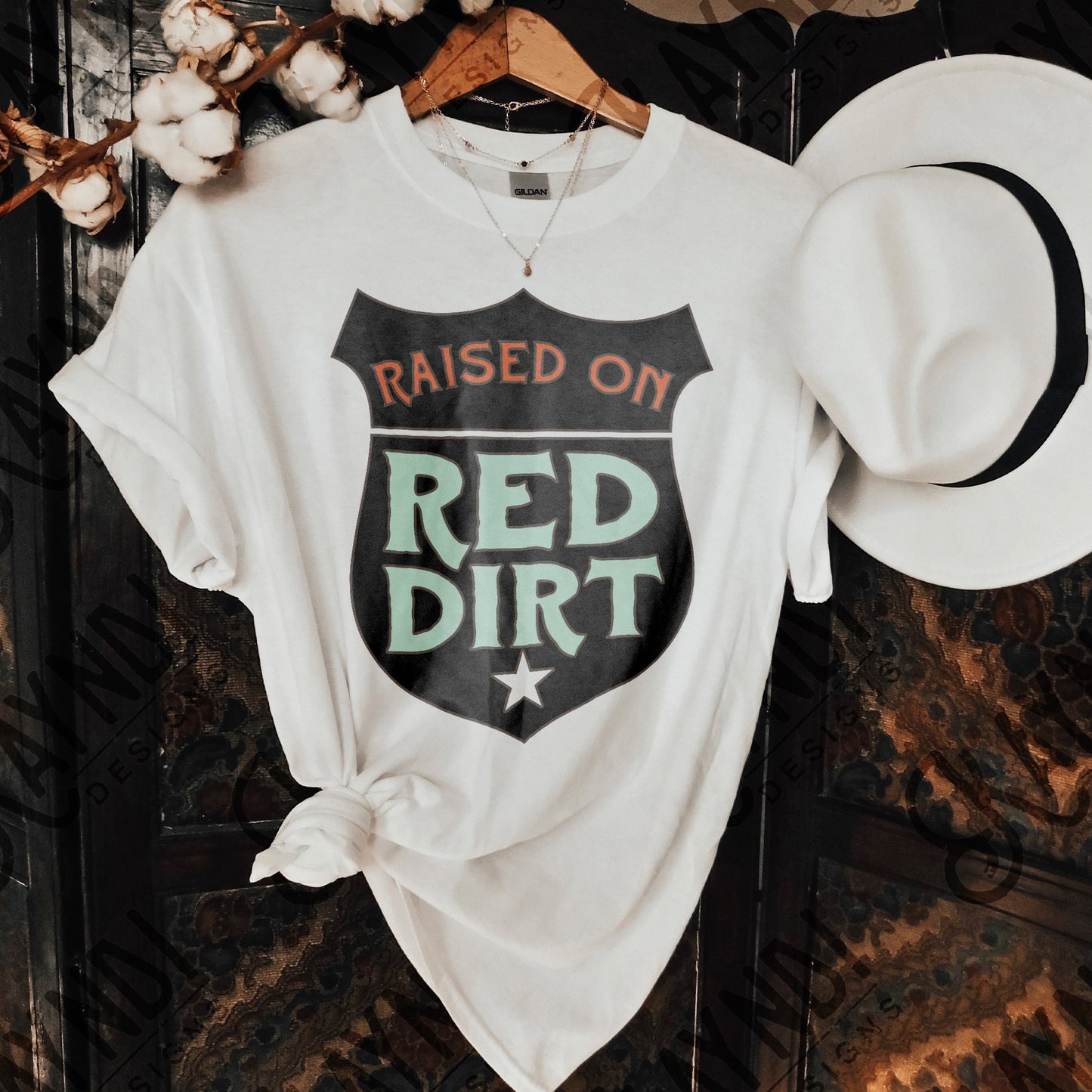 Raised On Red Dirt Sublimation Design PNG Digital Download Printable Texas Oklahoma Outlaw Country Western Southern Rock
