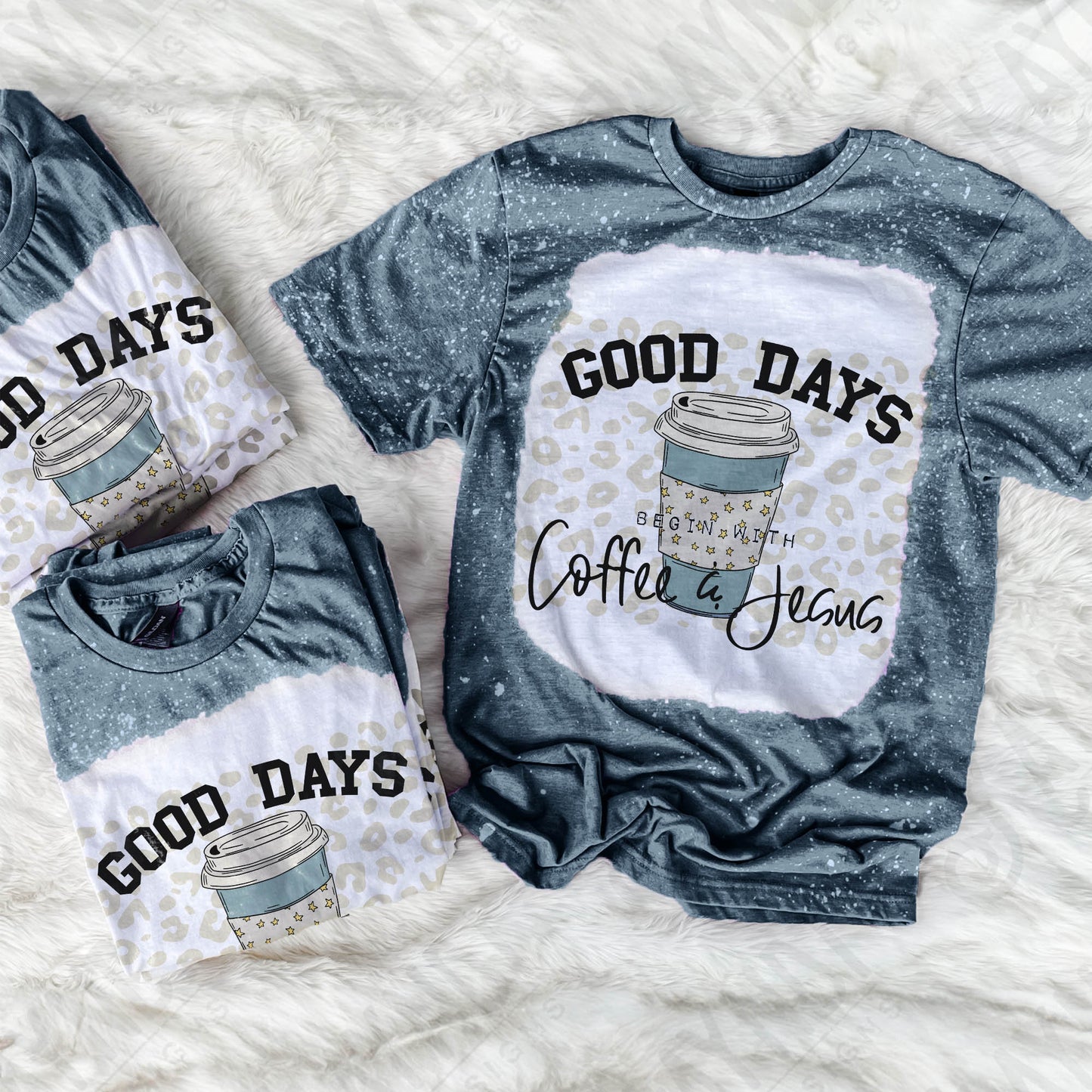 Good Days Begin With Coffee & Jesus Sublimation Design PNG Digital Download Printable