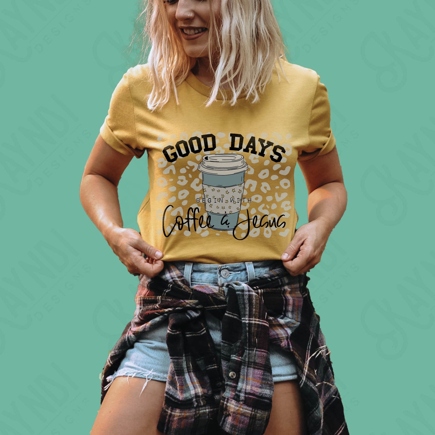 Good Days Begin With Coffee & Jesus Sublimation Design PNG Digital Download Printable