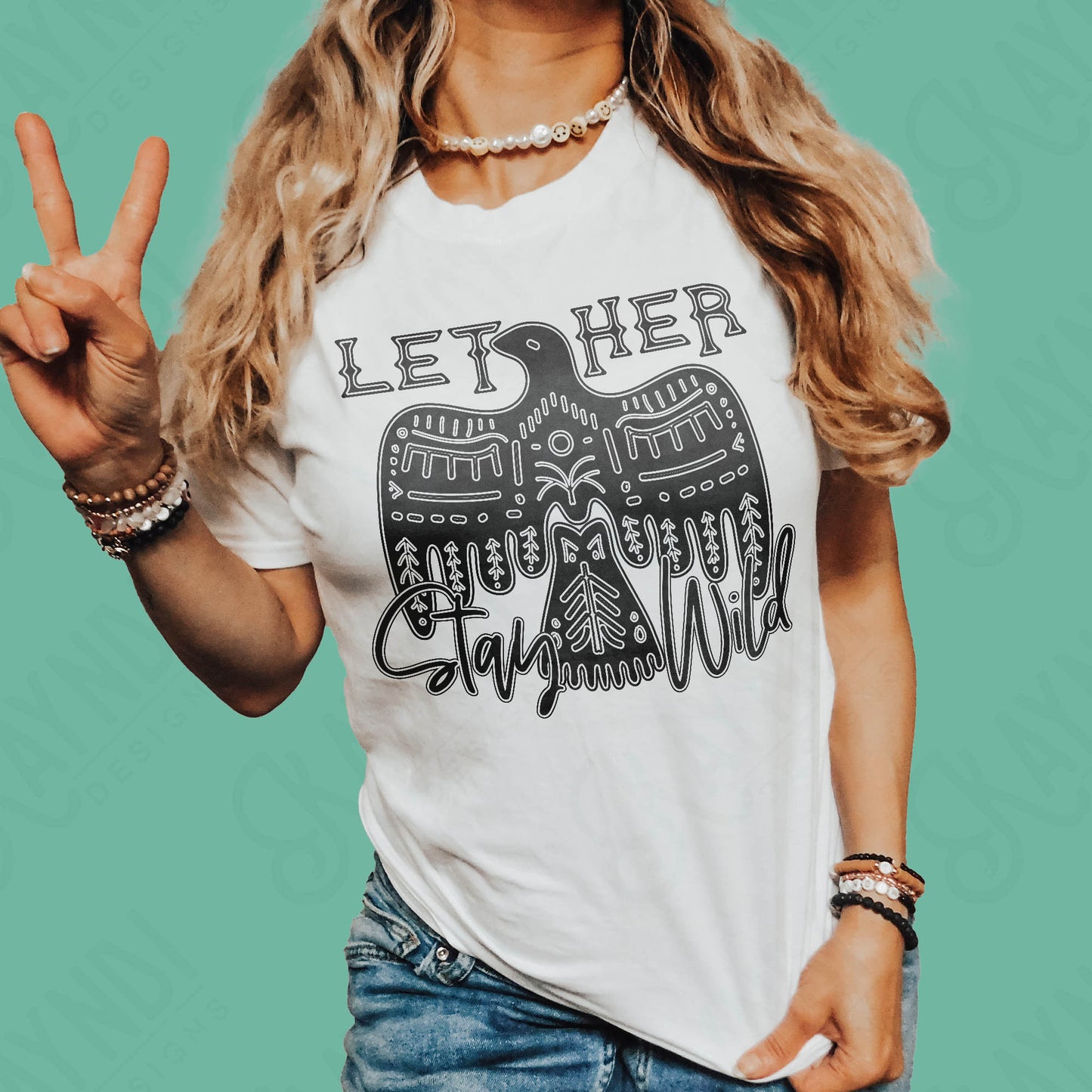 Let Her Stay Wild Single Color Sublimation Design PNG Digital Download Printable