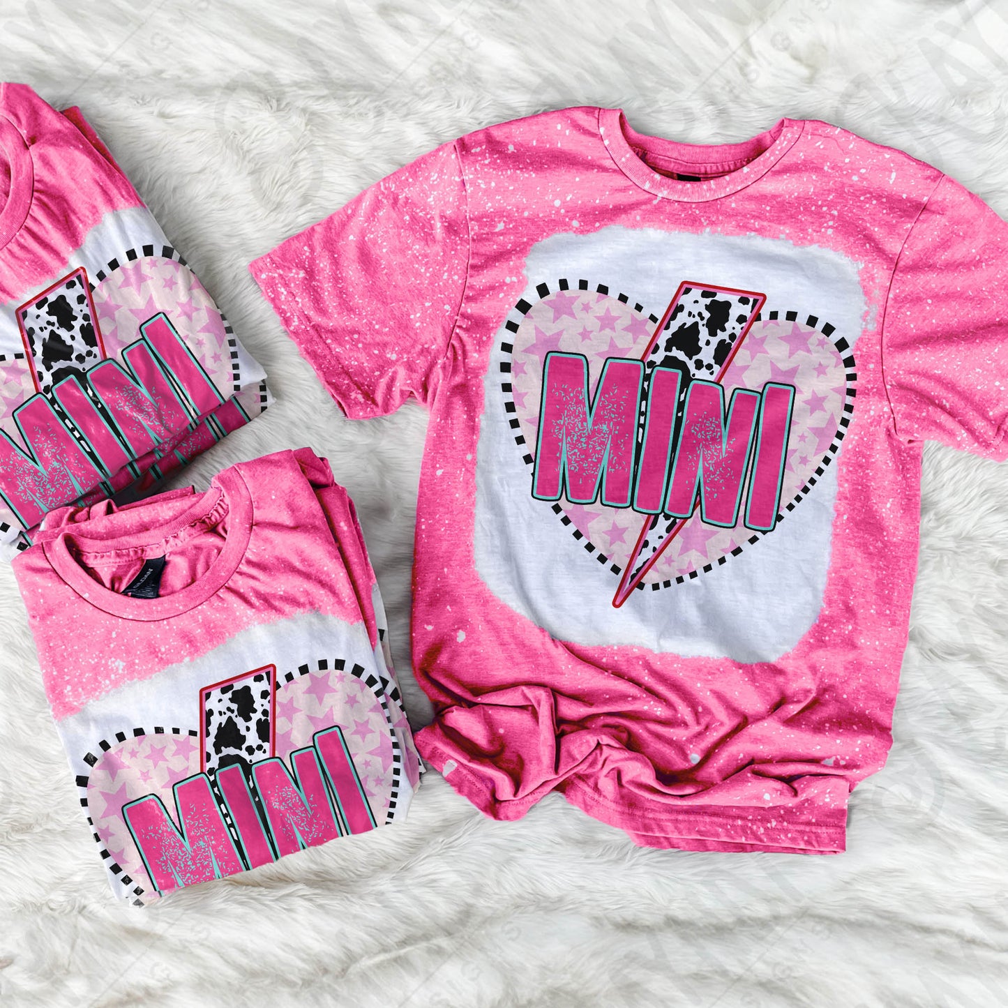 Mini Heart Sublimation Design PNG Digital Download Printable Cow Print Lighting Bolt Valentine Heart Cute Matching Mama Mini Designs