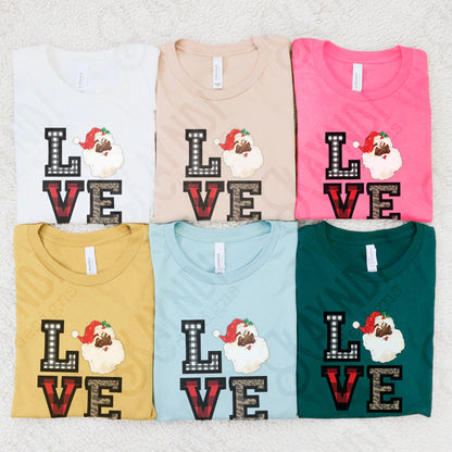 Love Santa African Black Leopard Gingham Buffalo Check Christmas Sublimation Design Craft PNG Digital Download Printable DTG