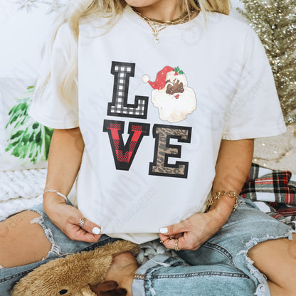 Love Santa African Black Leopard Gingham Buffalo Check Christmas Sublimation Design Craft PNG Digital Download Printable DTG