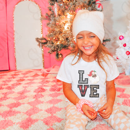 Love Santa African Black Leopard Gingham Buffalo Check Christmas Sublimation Design Craft PNG Digital Download Printable DTG