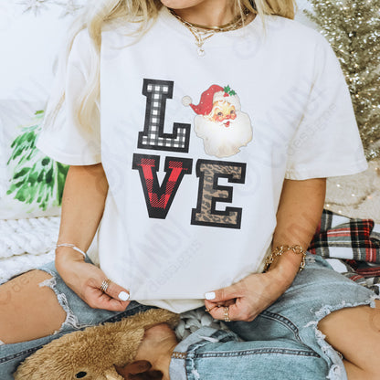 Love Santa Sublimation Design Leopard Gingham Buffalo Check Christmas PNG Digital Download Craft DTG Printable Design Sublimation Graphic