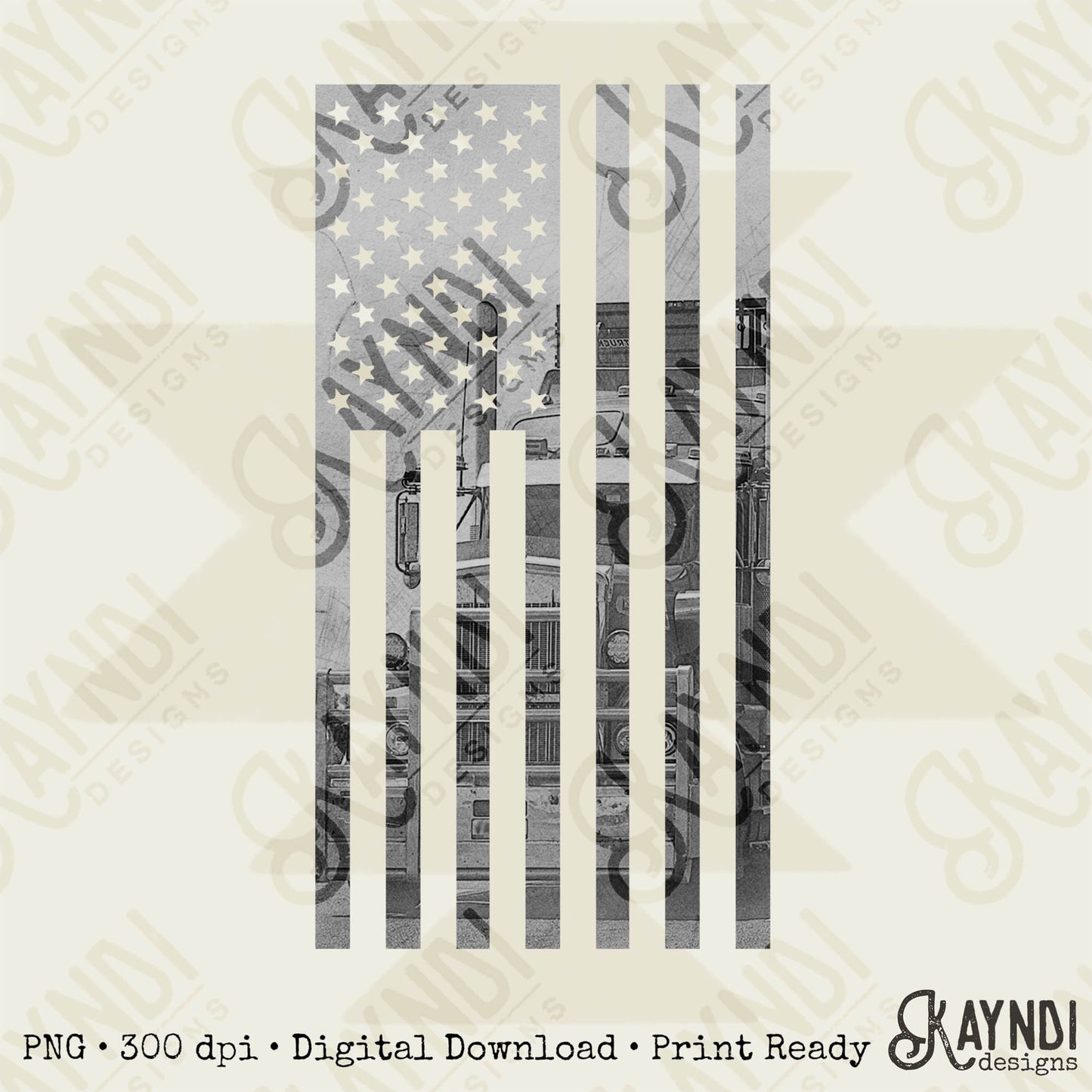 American Flag Semi Truck Sublimation Design PNG Digital Download Printable Country Semi Driver America Flag