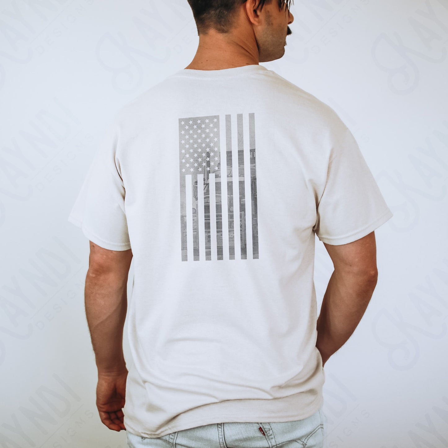 American Flag Semi Truck Sublimation Design PNG Digital Download Printable Country Semi Driver America Flag