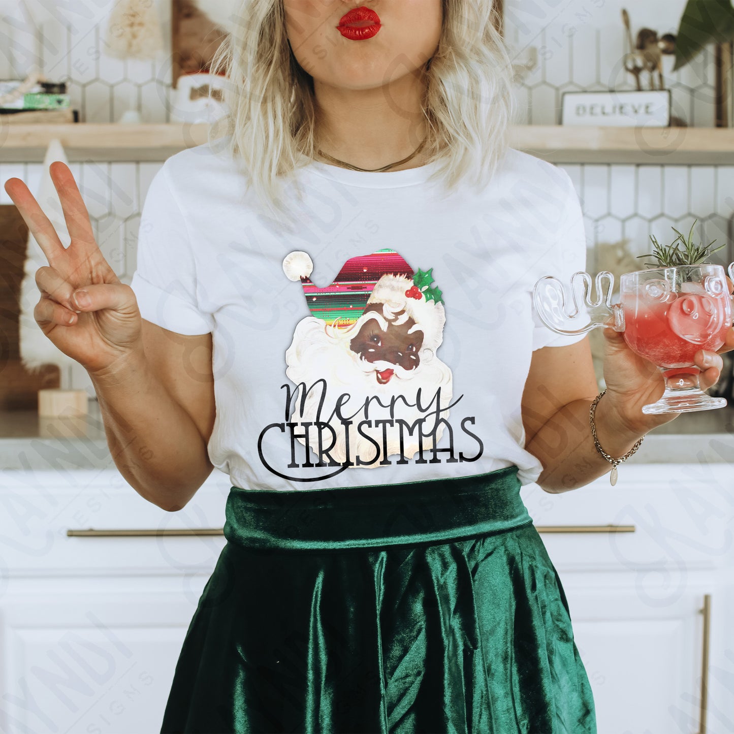 Serape Santa Sublimation Design PNG Digital Downloads African American Vintage Santa DTG Printable Design