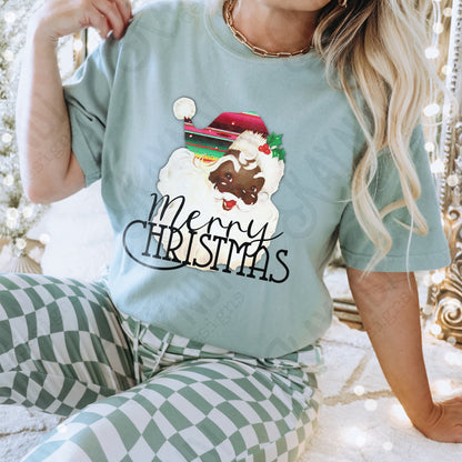 Serape Santa Sublimation Design PNG Digital Downloads African American Vintage Santa DTG Printable Design