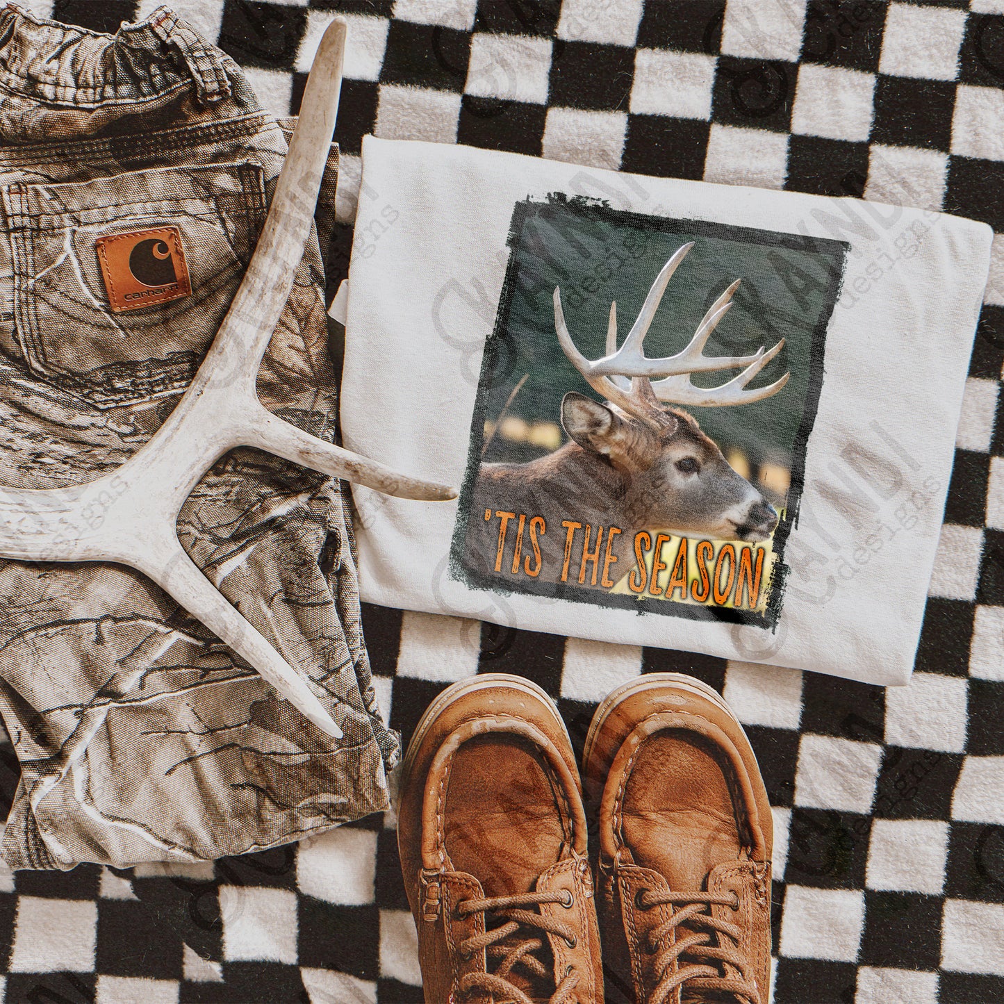 'Tis The Season Deer Season Hunting Season Men’s Sublimation Design Png Digital Download Camouflage Manly Men’s Shirt Design DTG Printing