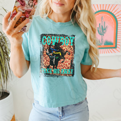 Cowboy Take Me Away PNG Sublimation Design Digital Download Western Fashion Country Cowgirl Southern Leopard Rodeo Horse Printable Shirt