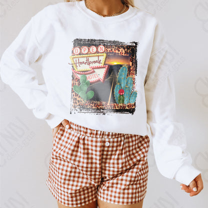 Open Heart Break Hotel Sublimation Design Digital Download PNG Valentines Love Desert Cactus Leopard Printable Sub Printing