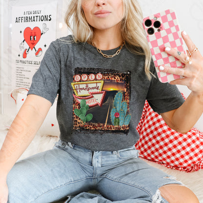 Open Heart Break Hotel Sublimation Design Digital Download PNG Valentines Love Desert Cactus Leopard Printable Sub Printing