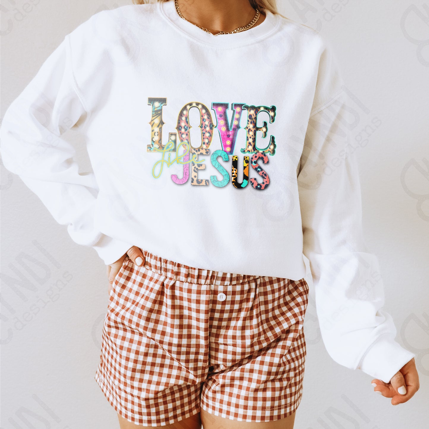 Love Like Jesus Sublimation Design PNG Digital Download Printable Faith Leopard Marquee
