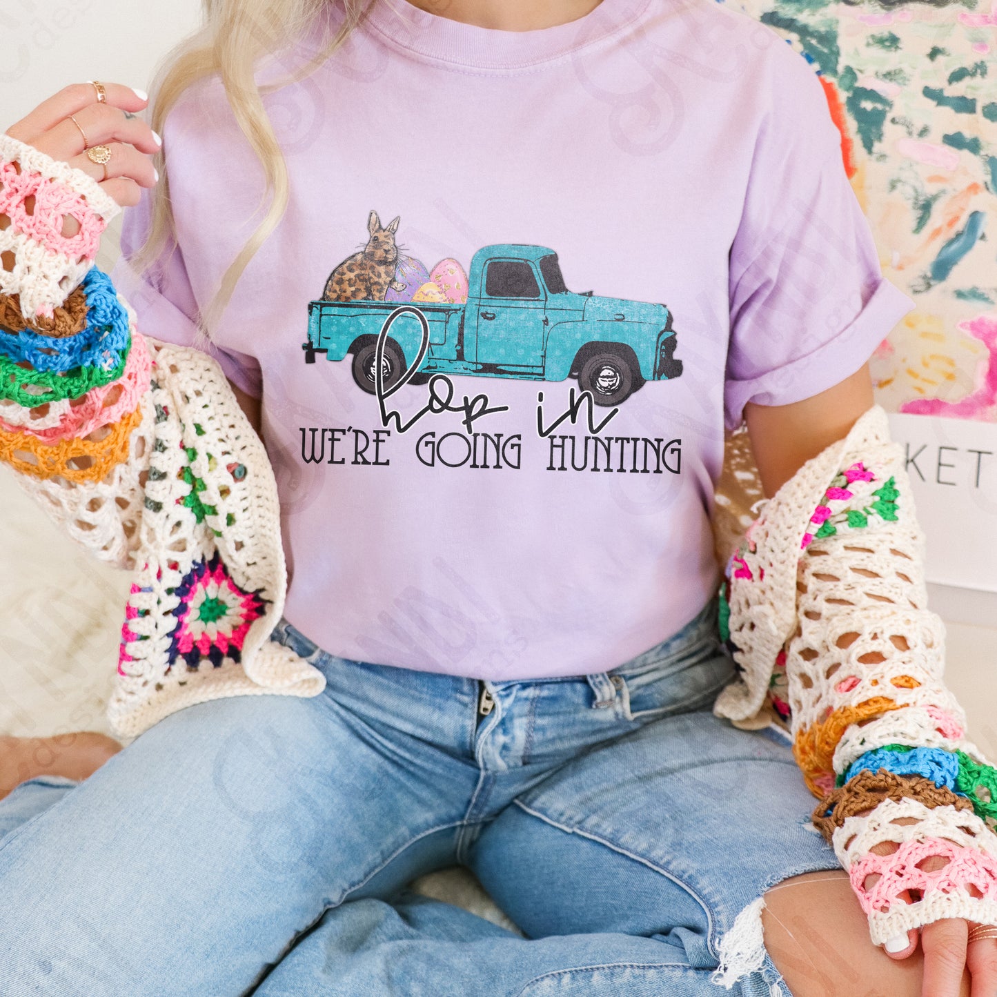 Hop In We're Going Hunting Sublimation Design PNG Digital Download Printable Easter Egg Hunting