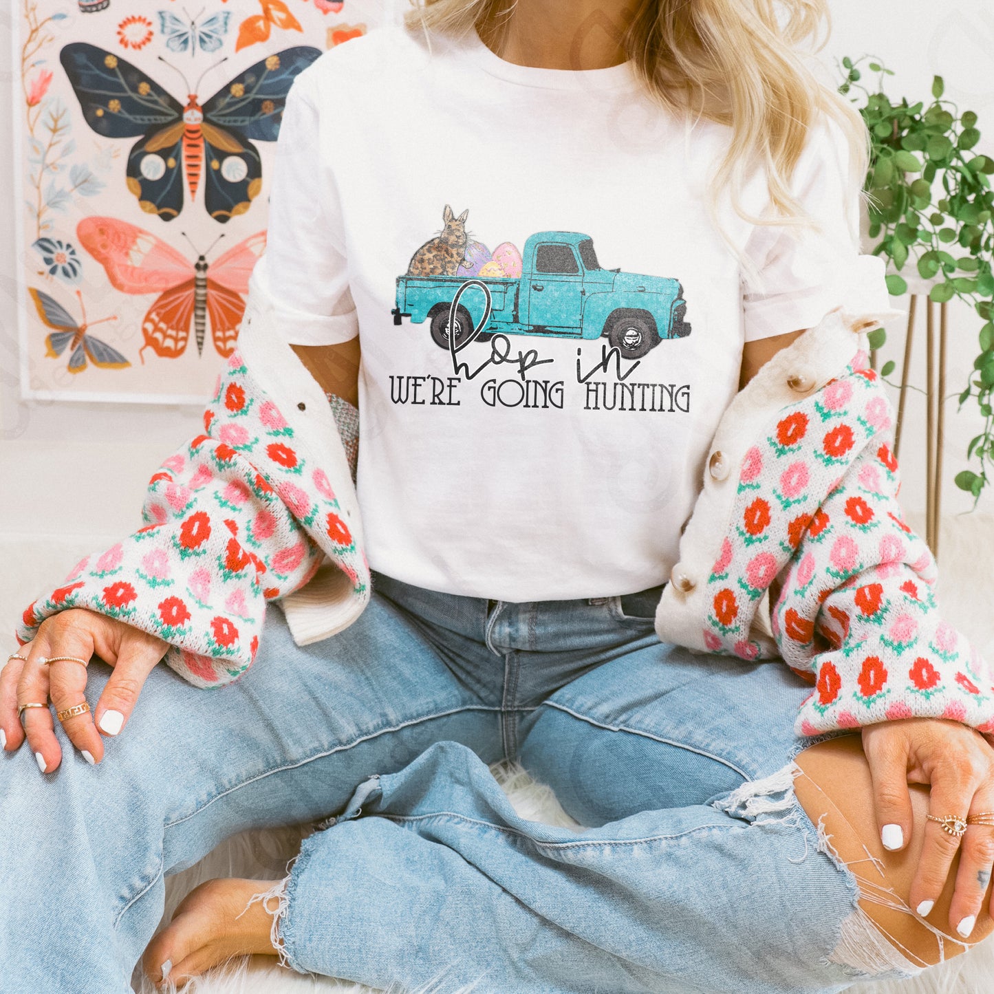 Hop In We're Going Hunting Sublimation Design PNG Digital Download Printable Easter Egg Hunting