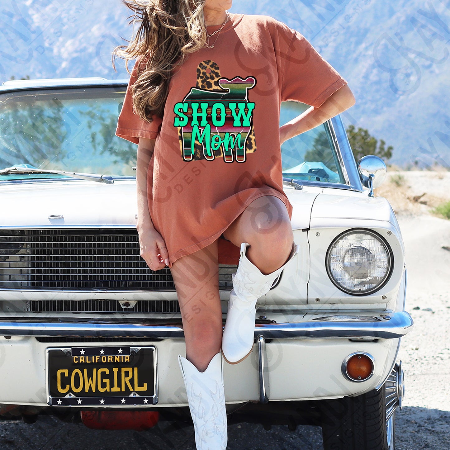 Show Mom Calf Sublimation Design PNG Digital Download Printable Leopard Serape