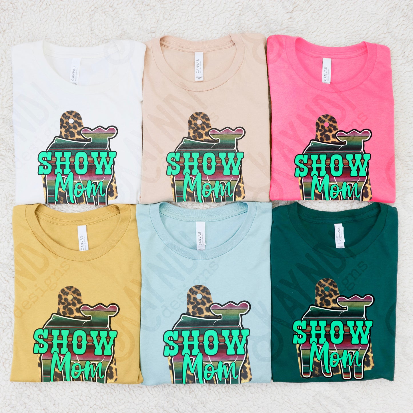 Show Mom Calf Sublimation Design PNG Digital Download Printable Leopard Serape