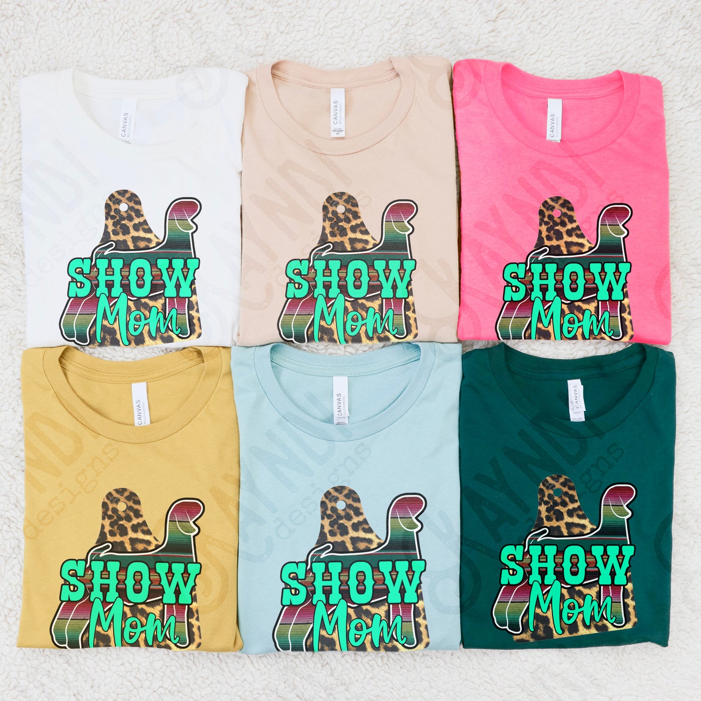 Show Mom Goat Leopard Serape Sublimation Design PNG Digital Download Printable