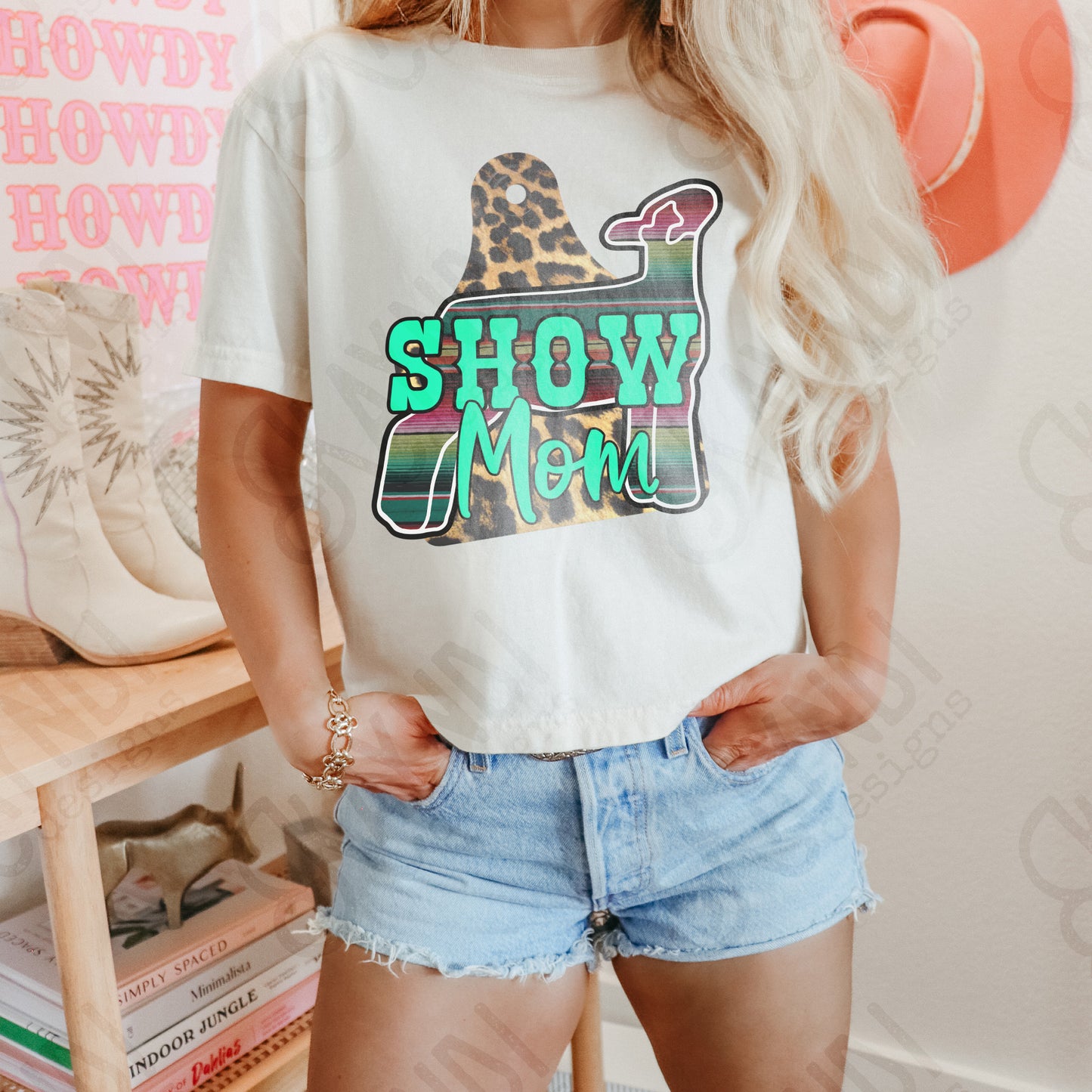 Show Mom Lamb Leopard Serape Sublimation Design PNG Digital Download Printable
