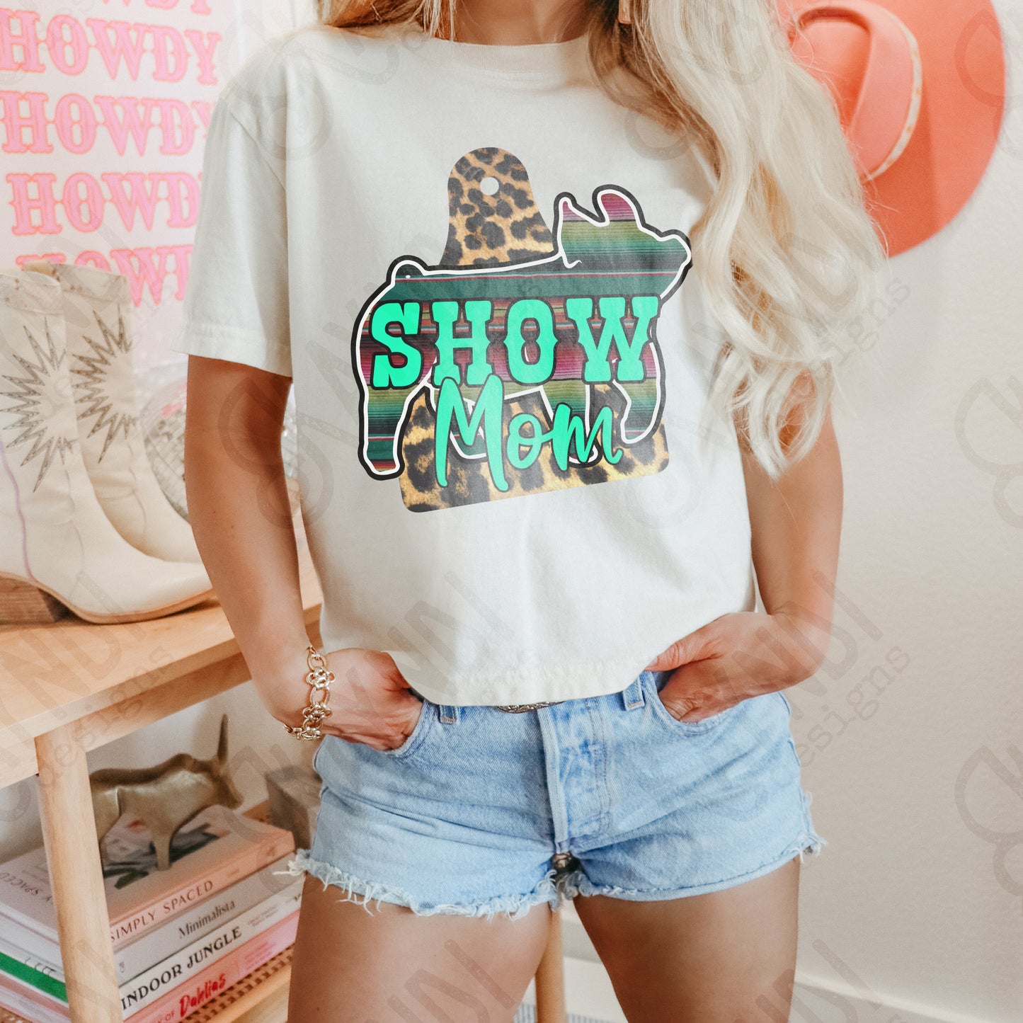 Show Mom Pig Leopard Serape Sublimation Design PNG Digital Download Printable
