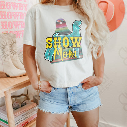 Show Mom Goat Turquoise Serape Sublimation Design PNG Digital Download Printable