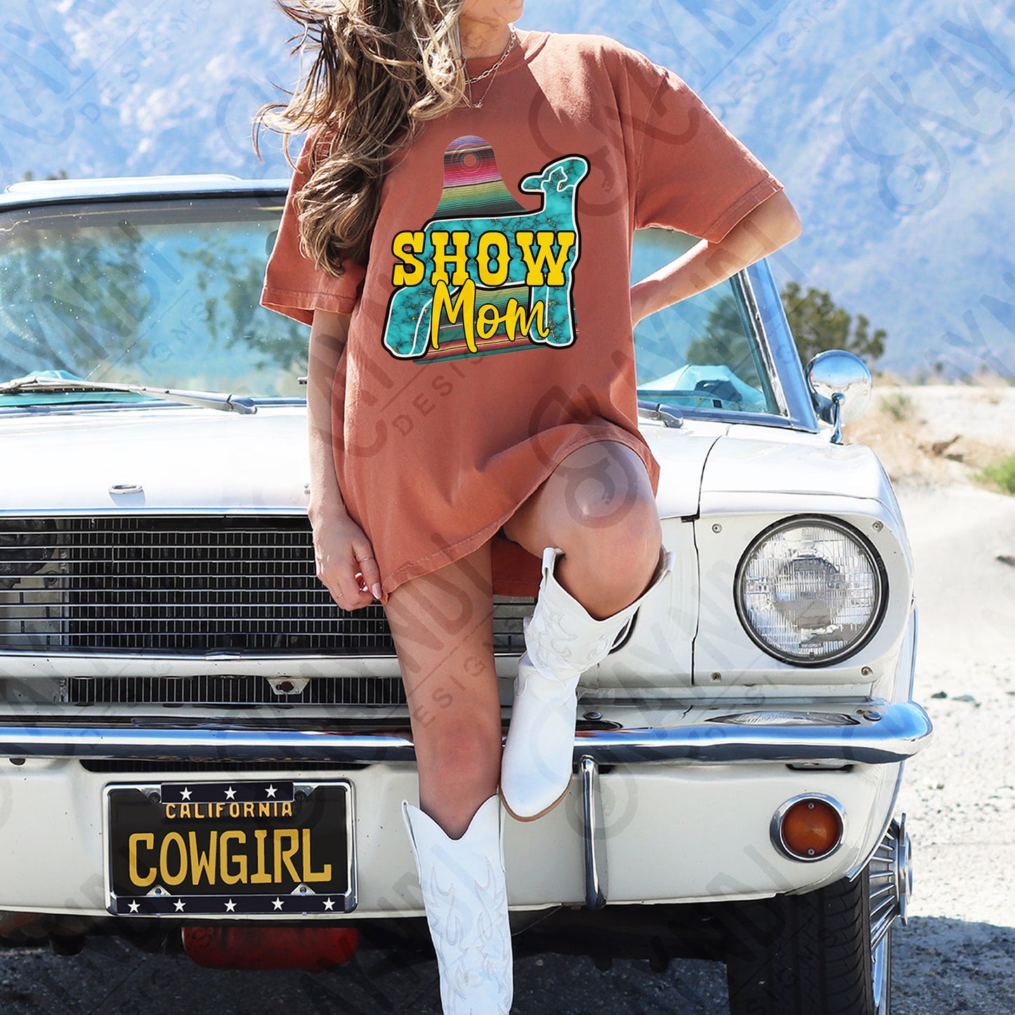 Show Mom Lamb Turquoise Serape Sublimation Design PNG Digital Download Printable