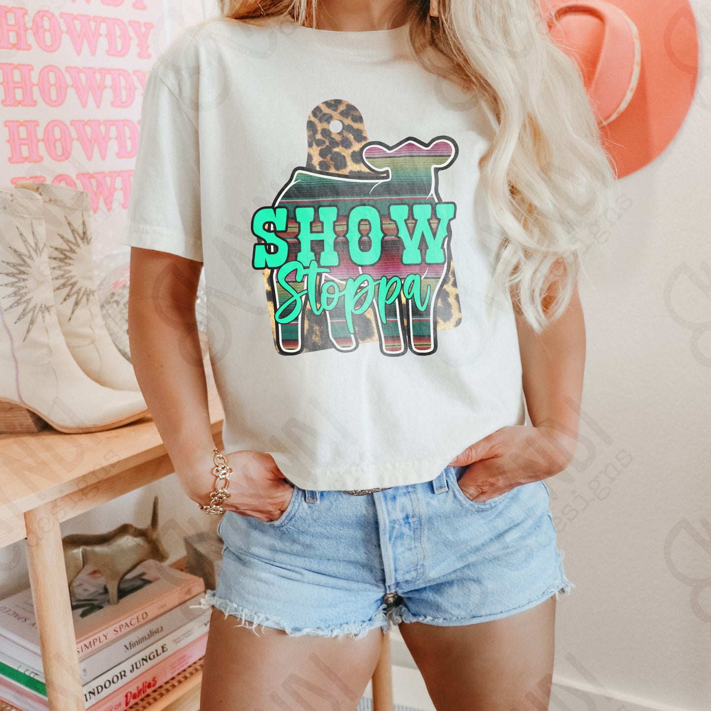 Show Stoppa Calf Leopard Serape Sublimation Design PNG Digital Download Printable